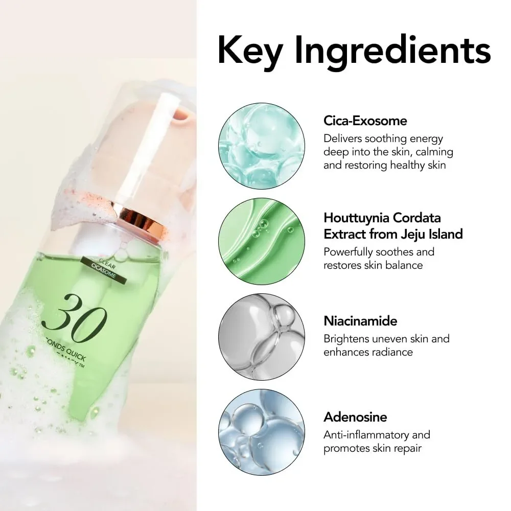 30 Seconds Quick Bubble Mask, Cica Micro-bubbles, Korean Skin, 50 Uses, 2.36 oz